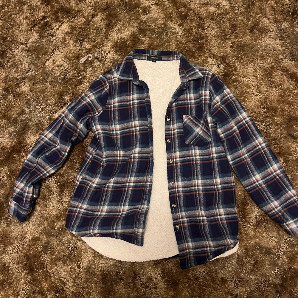 Sherpa-lined plaid coat
